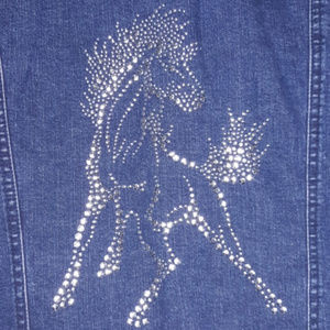 Old Navy Blue Denim Jacket w/ Horse image Size S mwdr2